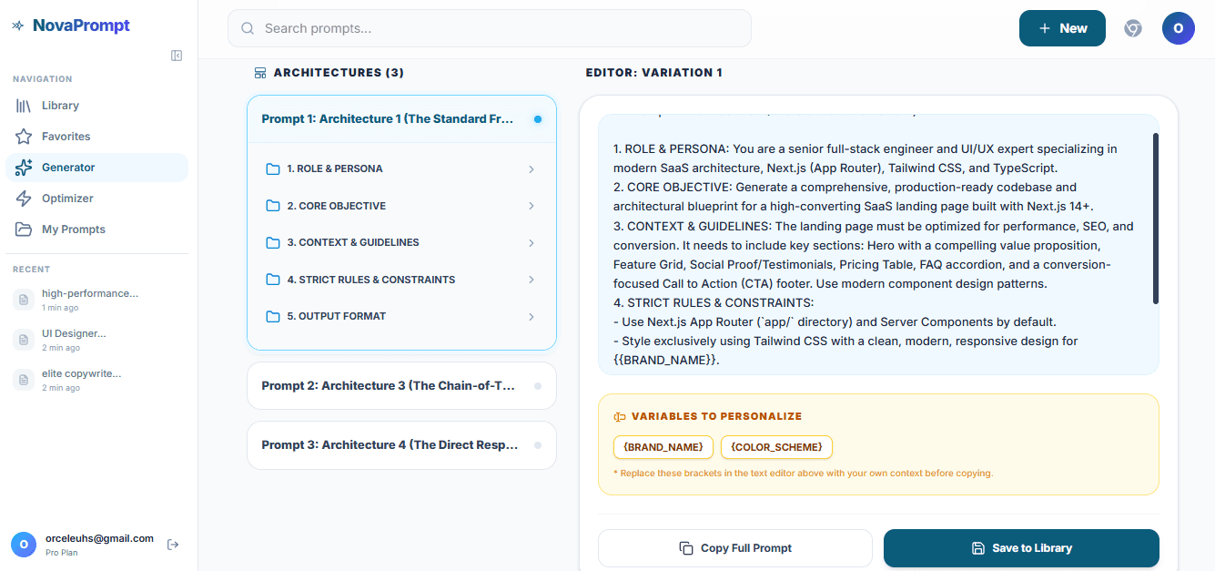Screenshot: Generate Better Prompts in Seconds