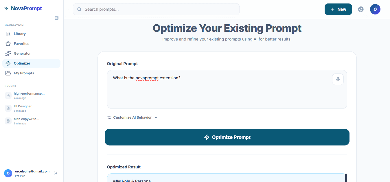 Screenshot: Optimize Instantly